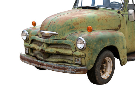 收藏家的车孤立的旧式皮卡车剥皮挡风玻璃车轮保险杠收藏家老爷车背景