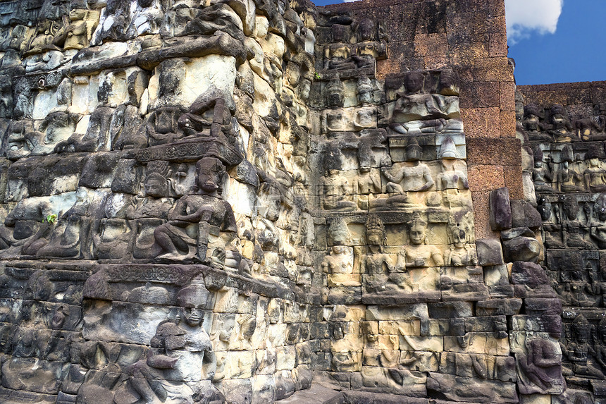 柬埔寨麻风王时期论坛雕像废墟遗产高棉语建筑寺庙遗迹建筑学阳台雕塑图片