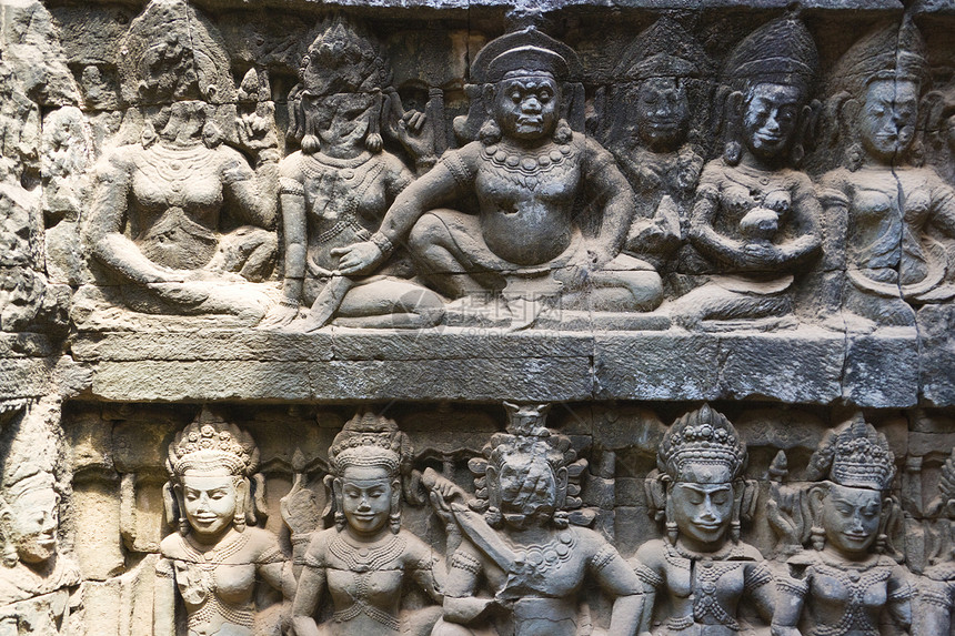 柬埔寨麻风王时期论坛收获高棉语雕刻遗产建筑物岩石建筑学宗教病人雕像图片