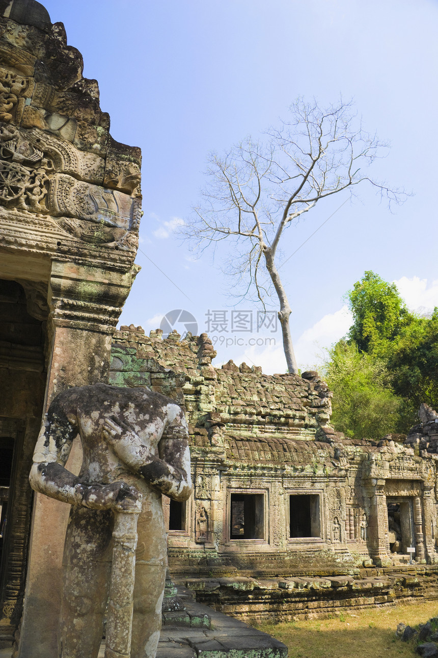 柬埔寨普雷汗历史旅游佛教徒高棉语宗教文化雕刻遗迹纪念碑建筑物图片