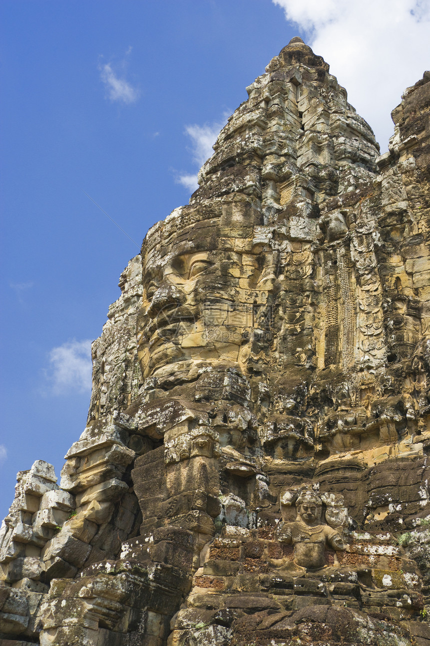柬埔寨吴哥通南门雕刻建筑帝国高棉语纪念碑文化雕像建筑学遗产佛教徒图片