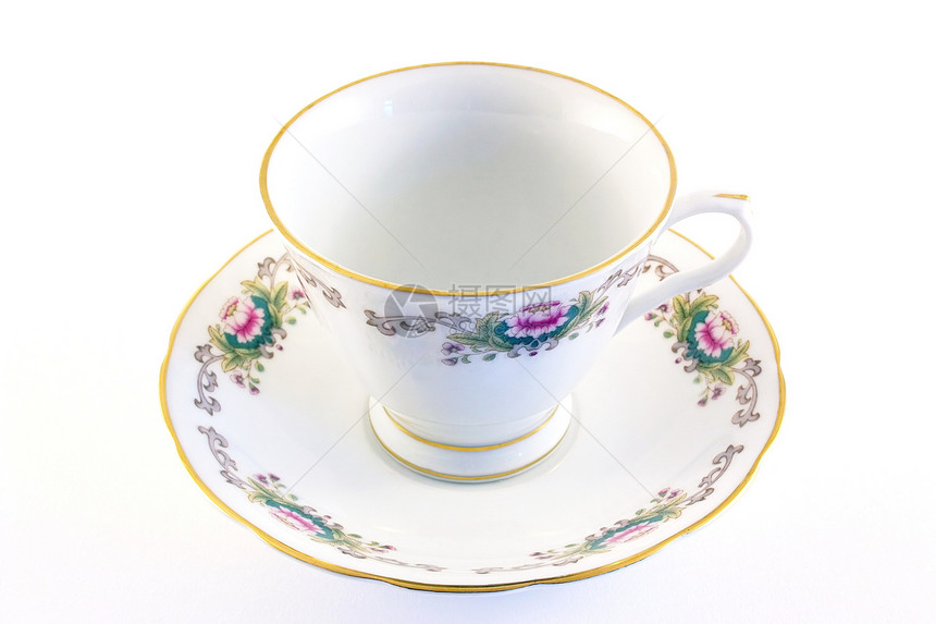 茶杯和茶碟飞碟举止金子杯子时间花朵咖啡早餐饮料社会图片