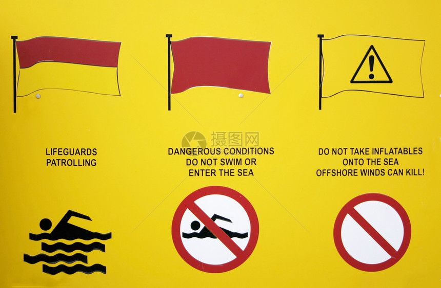 示警信号牌游泳黄色危险情况警报旗帜风险溺水图片