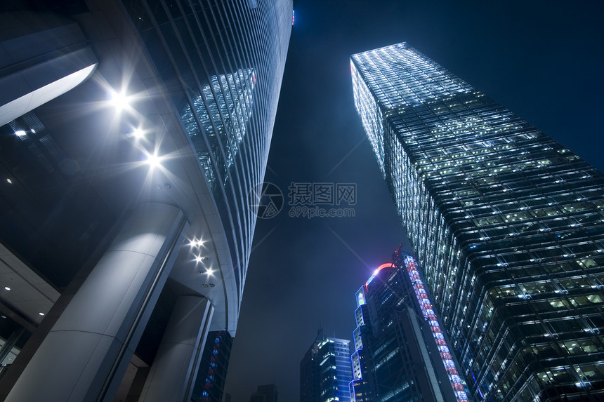 香港岛上现代摩天大楼的建造建筑学蓝色建筑城市玻璃景观办公室天空图片