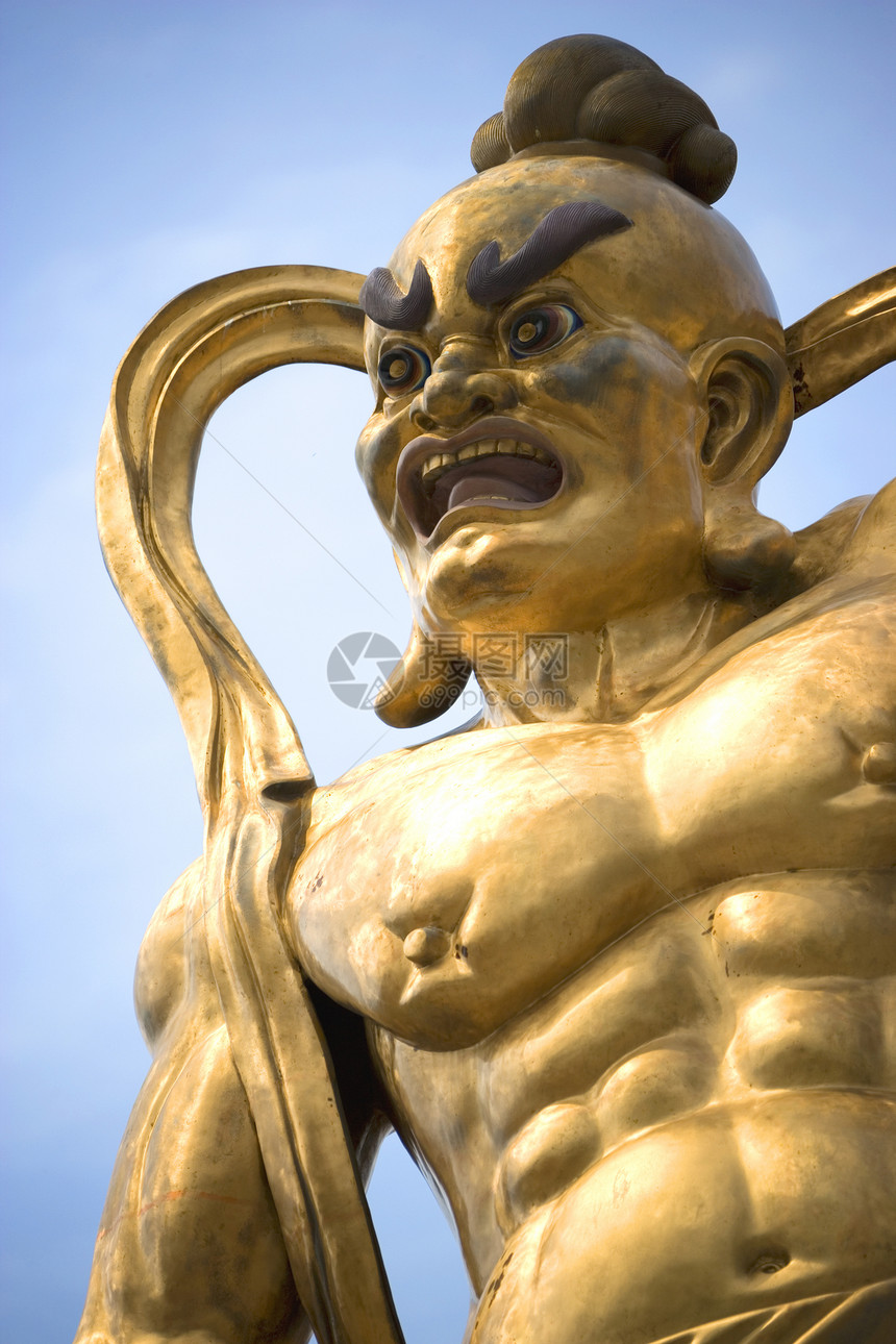 中国圣殿守护神入口信仰警卫文化金子旅行雕像宗教看门人遗产图片