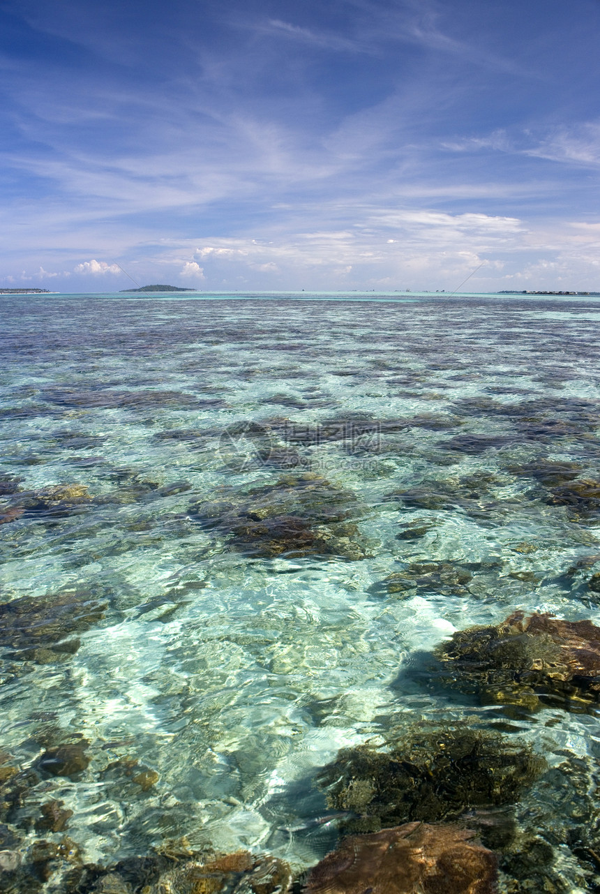 珊瑚海白色反射波浪风景海景珊瑚地球天空天堂旅行图片