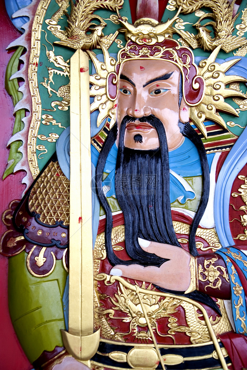 中国圣殿神神社雕刻遗产信仰历史警卫低音监护人宗教看门人图片