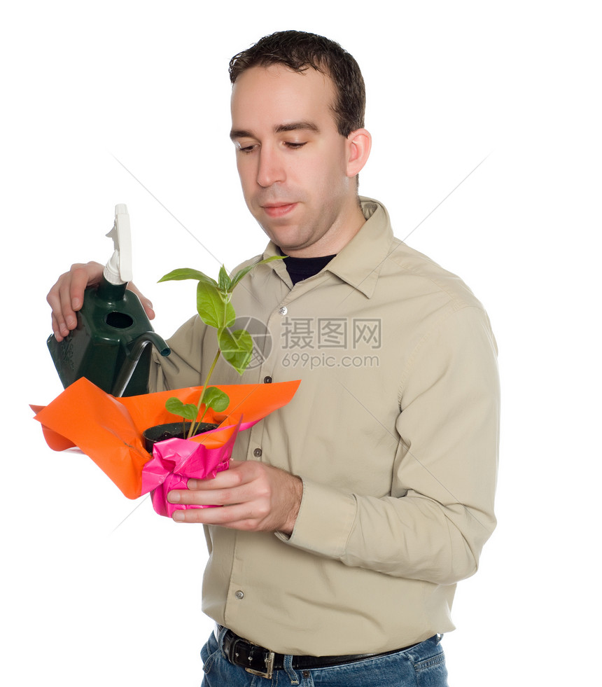 曼芒加水厂男人拇指植被爱好生长植物白色概念男性叶子图片
