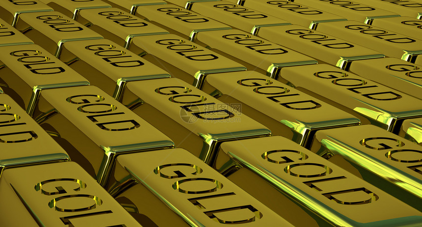 高塔收益货币宝藏计算机黄色财富反射金条图片