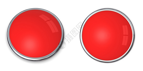 红色圆形标题框3D 按钮固态红光背景