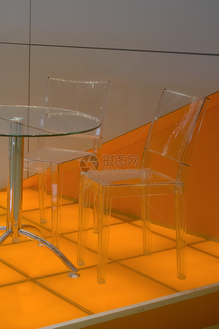 谈判桌反射地面办公室玻璃照明橙子桌子镜子塑料金属图片