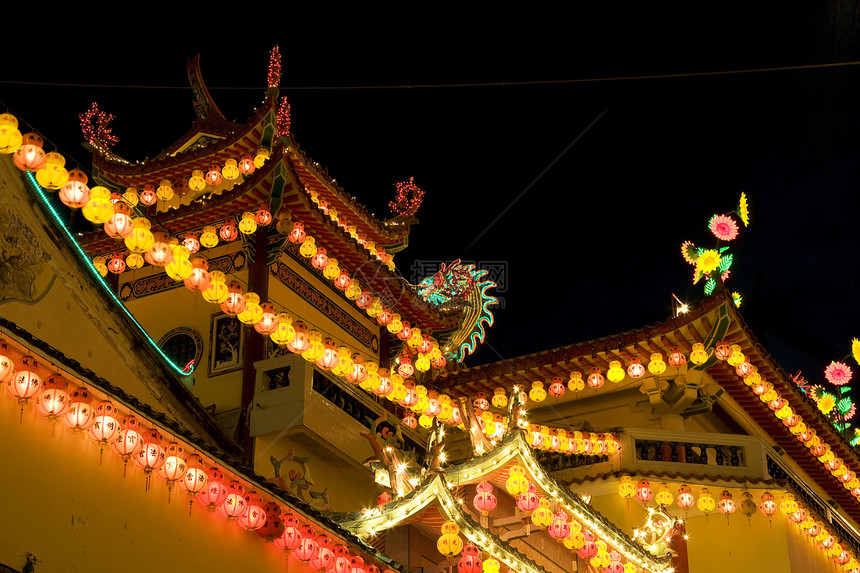 中华新年  光明灯建筑学文化佛教徒宗教传统灯笼精神庆典上帝月球图片