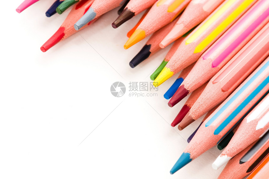 收藏彩色铅笔调色板孩子木头笔记工具彩虹蜡笔光谱绘画幼儿园图片