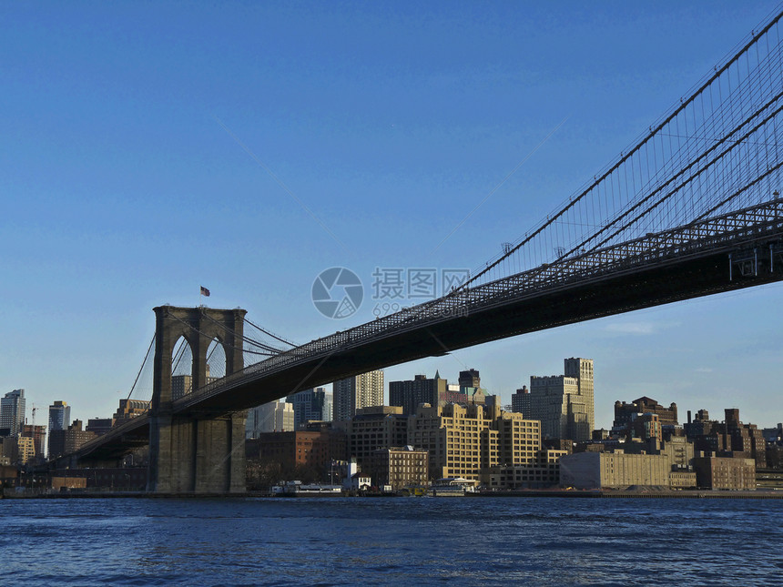 布鲁克林桥中心建筑物街道天际建筑学蓝色旅行景观生活全景图片