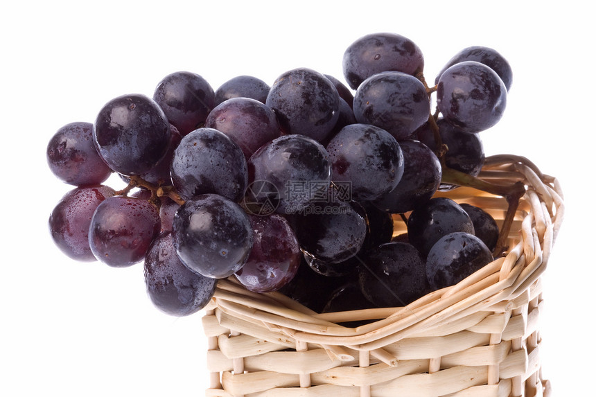 隔离的黑色葡萄食物小吃甜点水果农业宏观紫色营养生产饮食图片