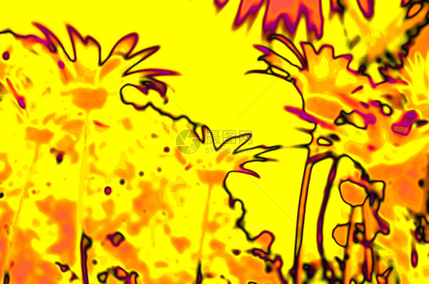 Florol 抽象背景摘要背景红色植物插图白色花瓣叶子雏菊黄色美丽花园图片