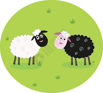 驼羊黑白黑羊卡通片村庄乐趣插图孤独农场个性哺乳动物寂寞圆圈设计图片