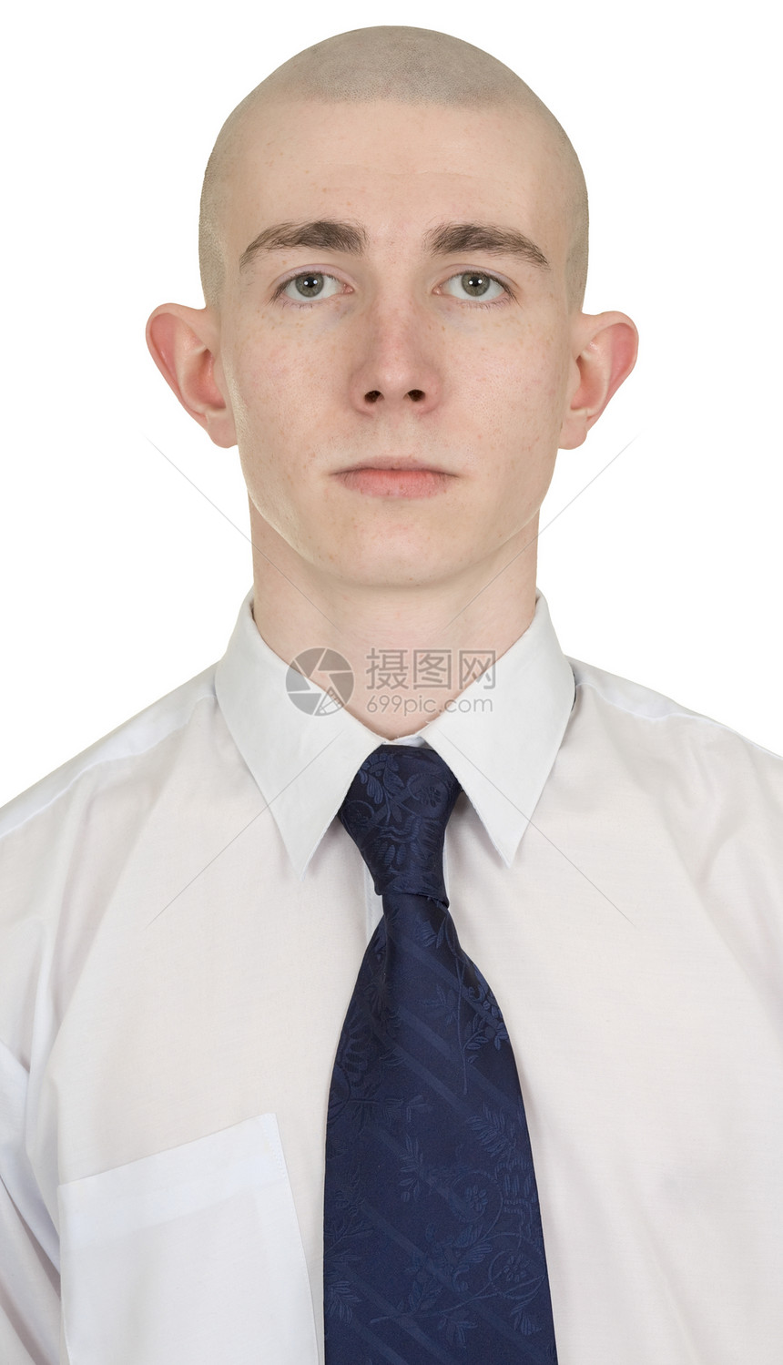 白色背景的年轻男子的肖像领结老板衬衫照片经理人士男生领带商业商务图片