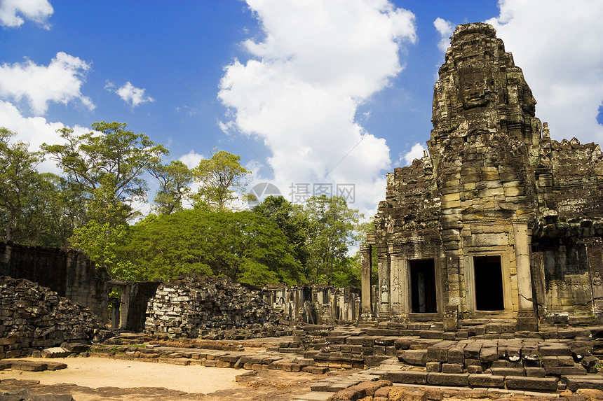 柬埔寨吴哥托姆收获建筑物建筑学佛教徒雕刻世界旅游旅行遗产高棉语图片
