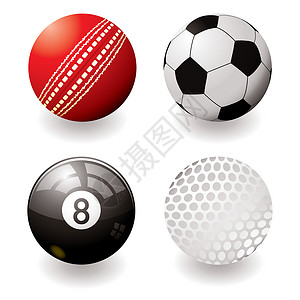 运动球红色高尔夫球水池蟋蟀收藏游戏插图数字反射接缝背景图片
