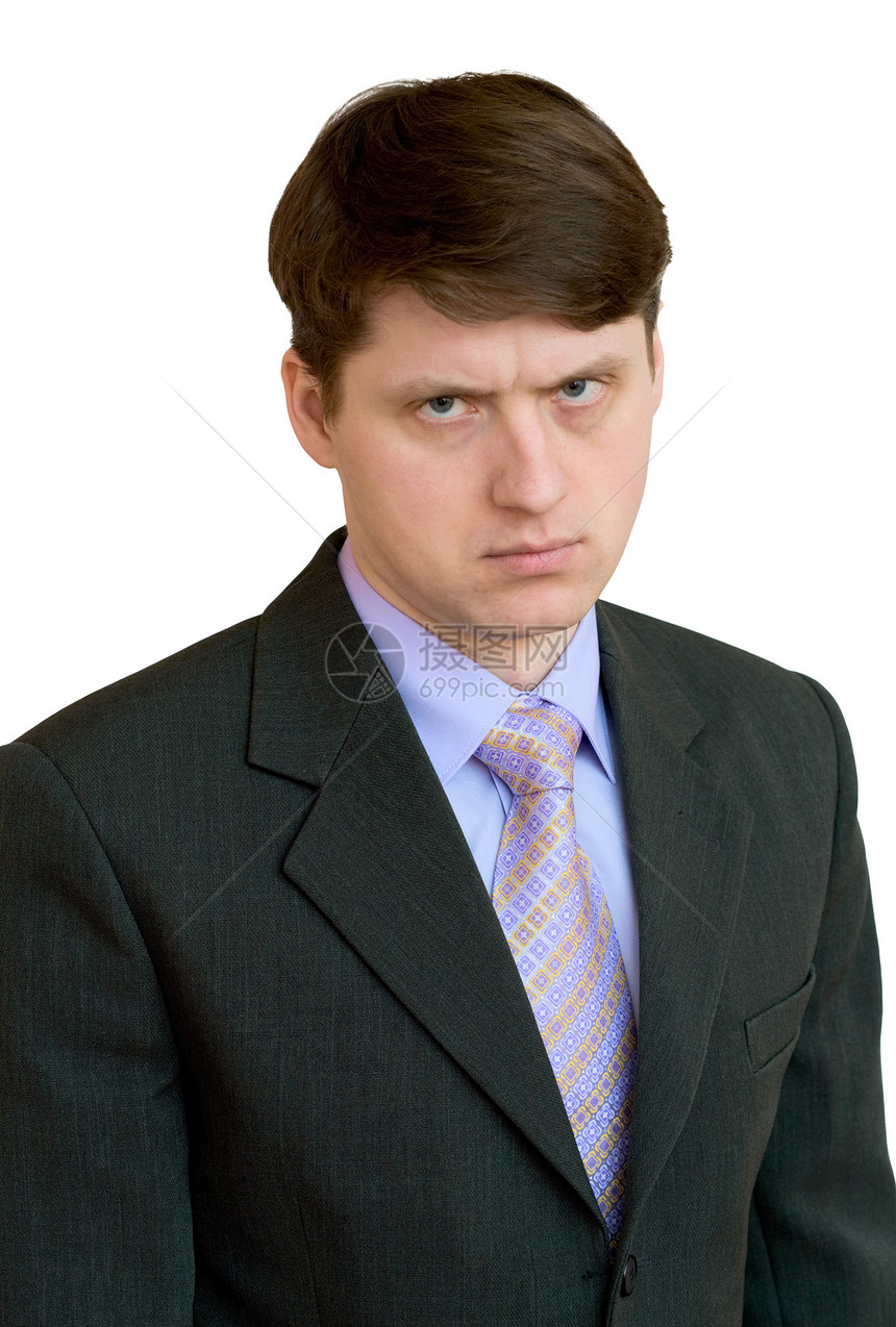 穿着衬衫 领带和外套的商务人士领结人士夹克忧郁白色裙子蓝色头发照片商业图片