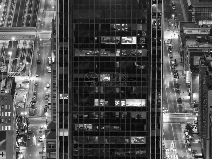 纽约市夜景之夜天际生活帝国景观摩天大楼建筑学场景力量反射商业图片