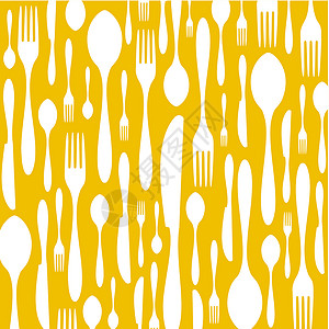 黄色背景的餐具模式背景图片