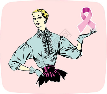 一名妇女展示的乳腺癌丝带背景图片