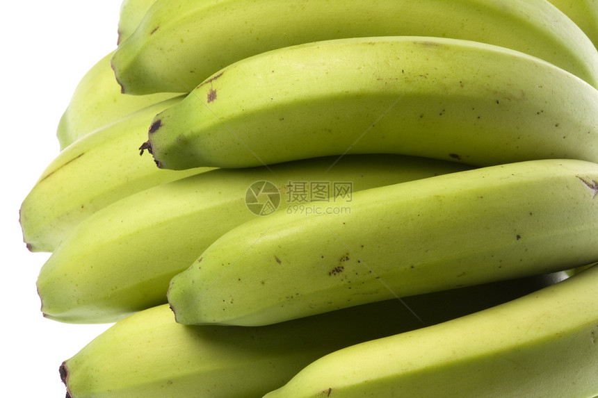 孤立的绿色香蕉食物水果饮食市场甜点热带小吃植物零食团体图片