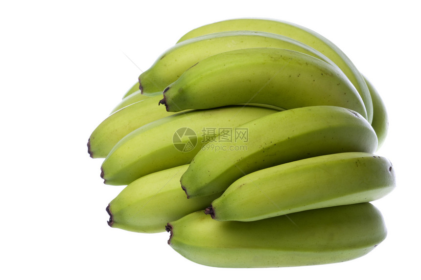 孤立的绿色香蕉宏观水果食物饮食植物甜点团体热带营养市场图片