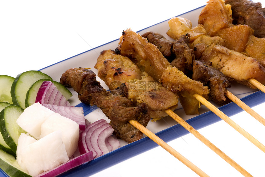 马来西亚 Satay食物马来语竹子炙烤烹饪肉类烧烤午餐家禽文化图片