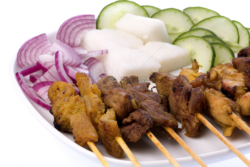 马来西亚 Satay食物午餐肉类文化遗产烧烤羊肉美食烹饪炙烤图片