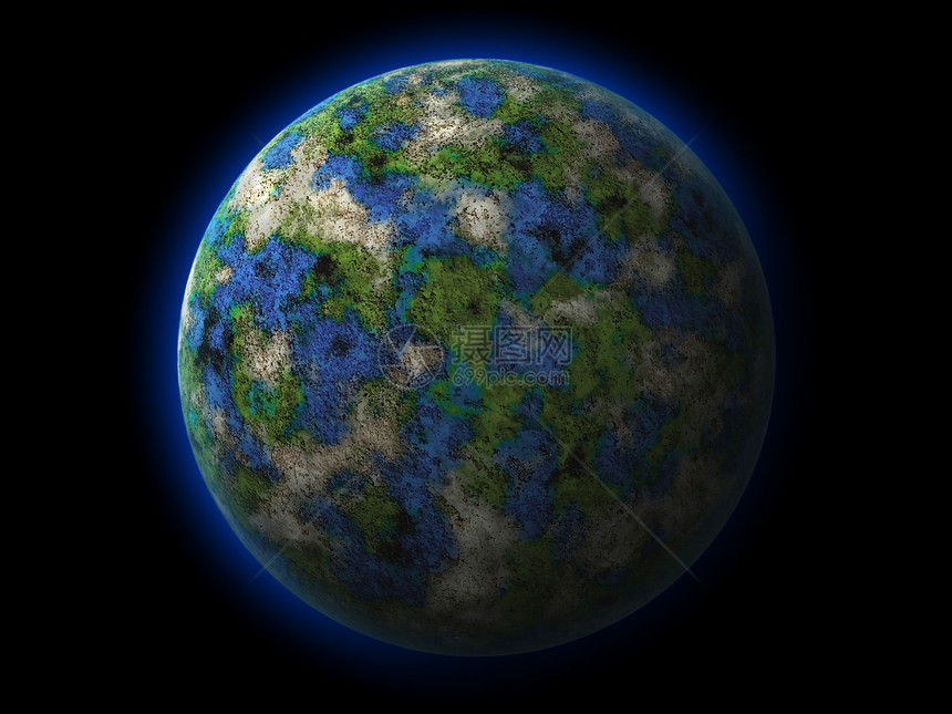抽象行星地理世界蓝色绿色地形插图土地天文学全球圆圈图片