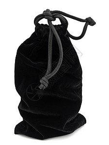 黑色黑麻礼物小袋包装天鹅绒绳索背景图片