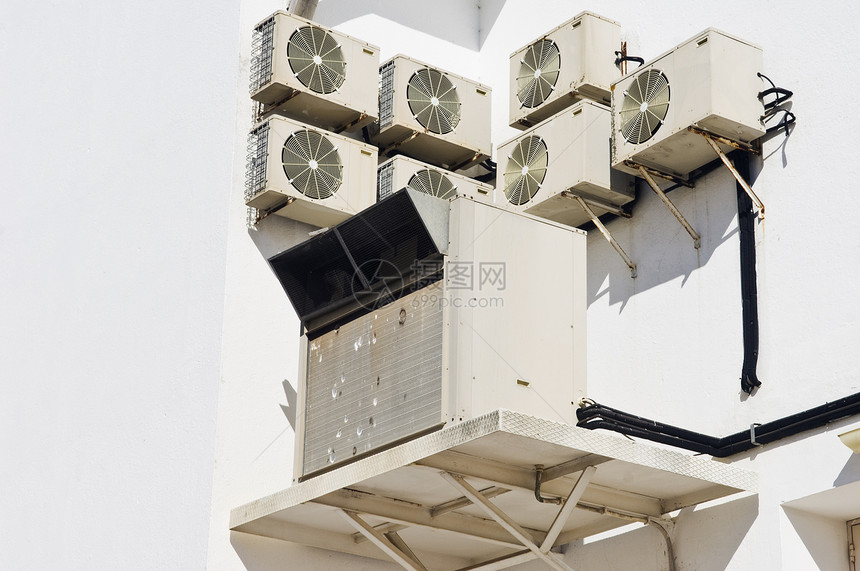 墙内空调机装置房子扇子冷气机冷却工业电气环境齿轮护发素机器图片