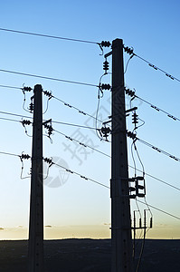 输电线路国家天空蓝色工业乡村电缆电气化能量电源线电压背景图片