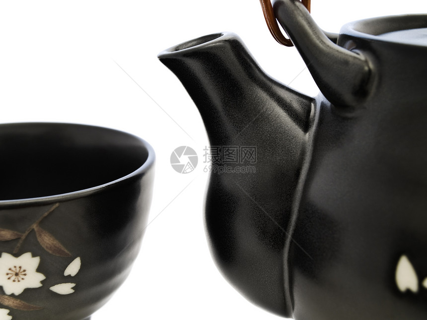 中国茶茶仪式的餐具杯子瓷器血管用具服务黏土陶器茶壶厨具仪式图片