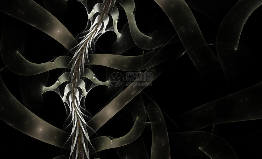 黑分形上的 Thorns和丝带图片