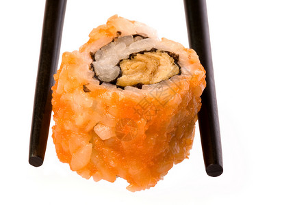 寿司加筷子食物餐厅美食文化海鲜午餐传统背景图片