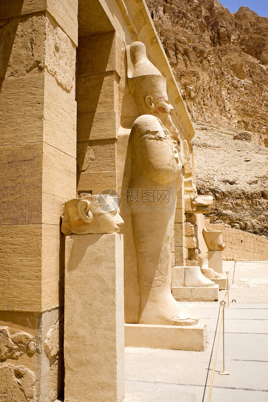 哈特谢普苏特王后寺庙监护人沙漠文字艺术雕塑历史性考古学女王地标岩石图片