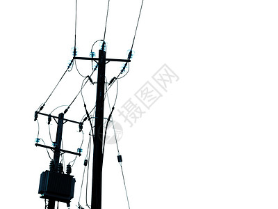 电线变压器桅杆电压金属白色背景图片