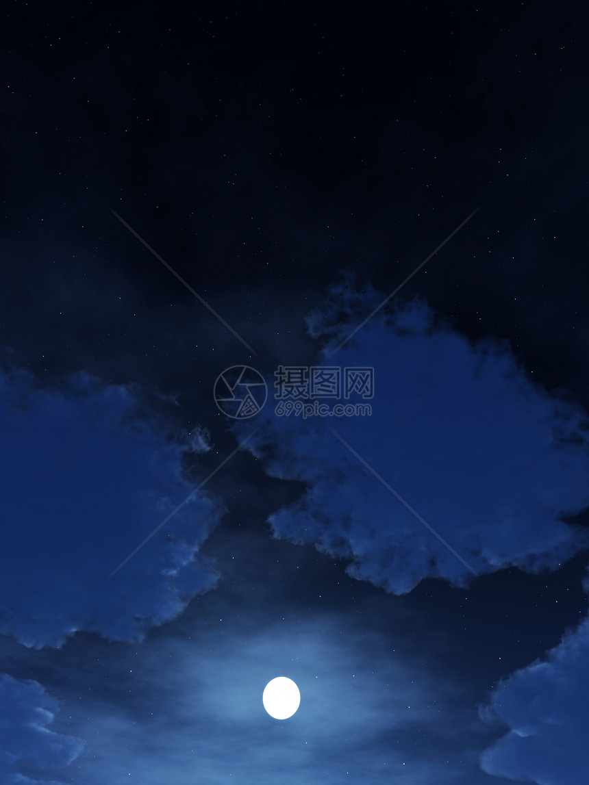 夜间时间卫星月亮天空月光蓝色气氛景观天气白色星星图片