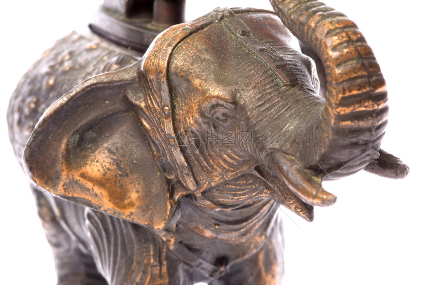 古老大象光灯羊毛动物獠牙金属纺织品装饰哺乳动物雕像树干宏观图片