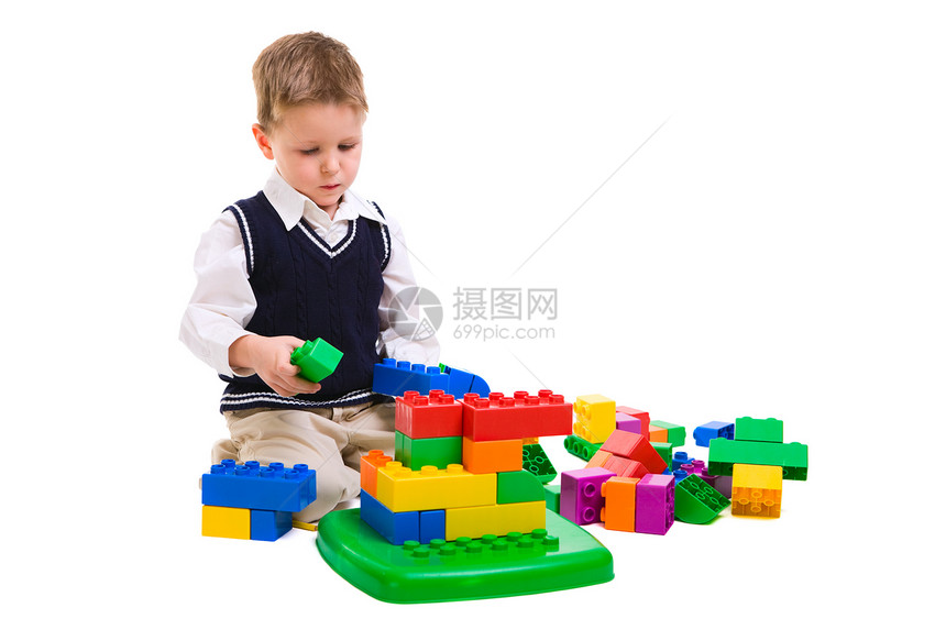 玩耍的孩子儿子男性微笑白色童年学习操场塑料玩具乐趣图片