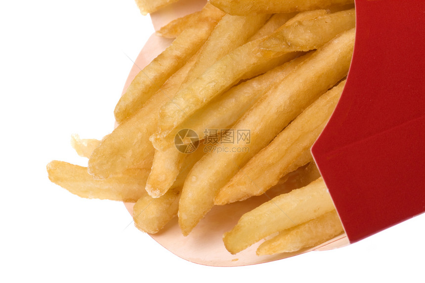 孤立的法语油炸筹码薯条午餐芯片宏观小吃晚餐营养土豆图片