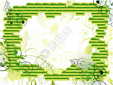 抽象的绿砖框架背景图片