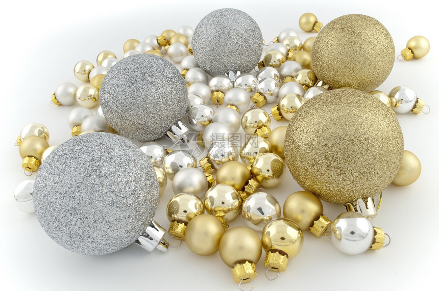 满包圣诞球白蛋白装饰品团体白色金子玩具图片