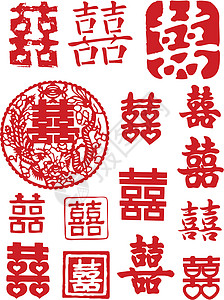 东方元素红色夫妻月球书法标识墙纸婚礼庆典插图运气背景图片