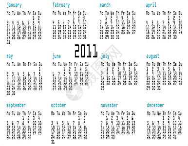 2011年12个月日历办公用品日程规划师几个月数据蓝色旋转背景图片