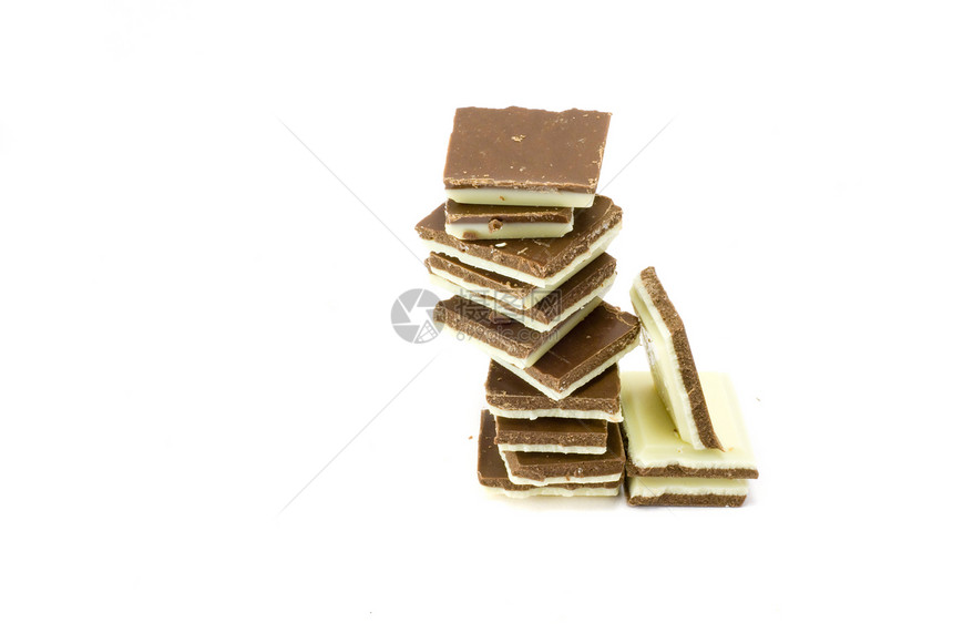 巧克力重量金字塔白色棕色正方形牛奶酒吧糖果食物甜点图片